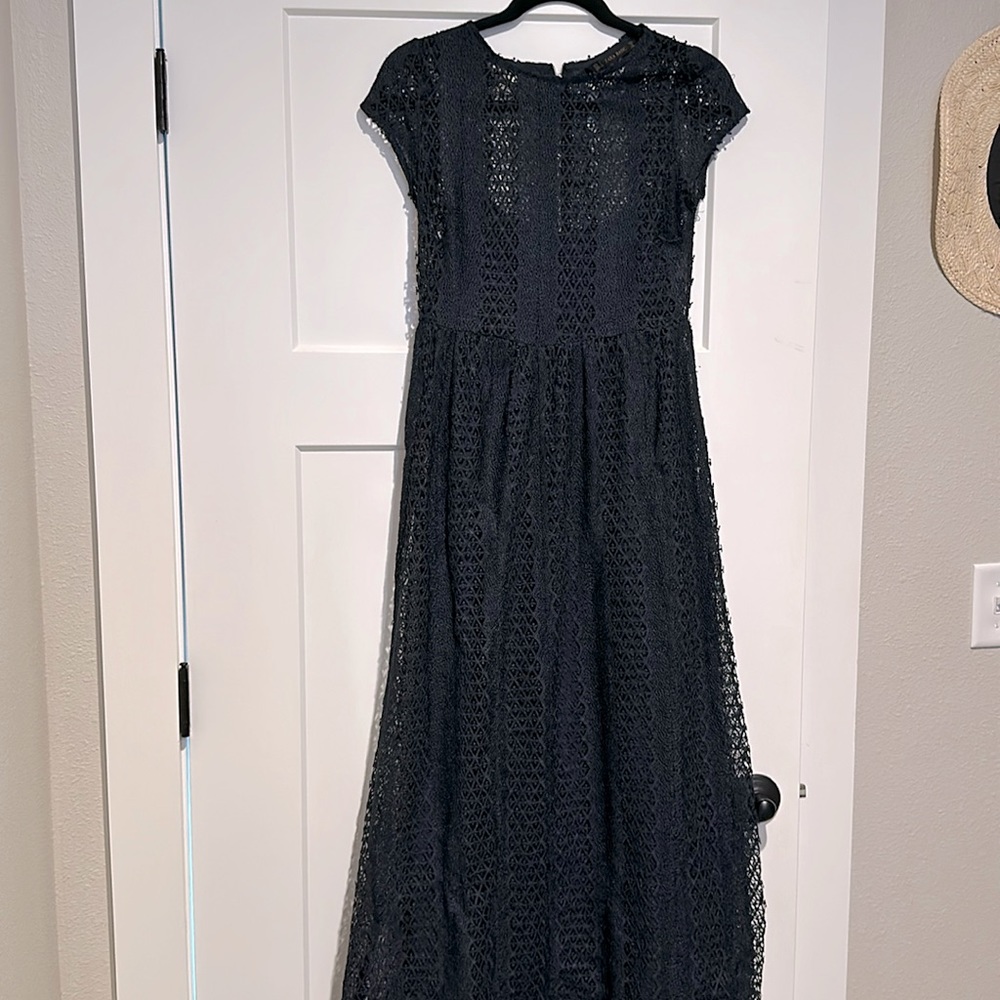 Beautiful maxi navy blue Zara lace dress size S